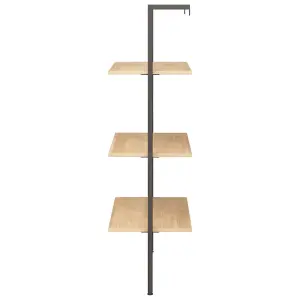 Berkfield 3-Tier Leaning Shelf Light Brown and Black 64x35x120.5 cm