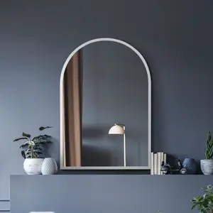 MirrorOutlet The Arcus White Metal Framed Arched Mirror 100CM X 70CM