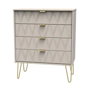 Diamond Ready assembled Matt cashmere 4 Drawer Chest of drawers (H)910mm (W)765mm (D)395mm