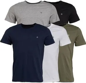 JACK AND JONES Mens JXJ Five Pack T-Shirts Navy/White/Grey/Khaki/Black - Size M