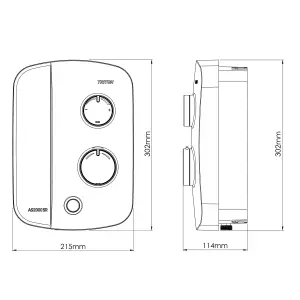 Triton Silent running Gloss Silver & white Chrome effect Thermostatic Power Shower