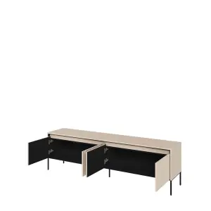 Trend 06 TV Cabinet in Beige - Ripple Front & Push-to-Open System - W1930mm x H560mm x D400mm