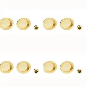 4 PACK - 29mm Sliding Door Rose & 2x 56mm Round Flush Finger Pulls - Polished Brass