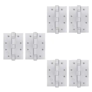 AFIT Satin Chrome Door Hinges - 4 Inch / 102mm  Internal Fire Door Hinges - 4 Pairs