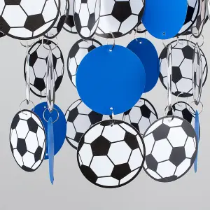 ValueLights Football Blue Ceiling Pendant Shade and B22 GLS LED 10W Warm White 3000K Bulb