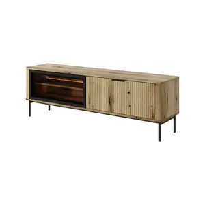 Elegant Wilson TV Cabinet H530mm W1630mm D380mm in Oak Evoke & Black - Stylish Entertainment Hub