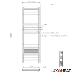 Towel Radiator Rail 1200 x 400 for Central Heating with Chrome Finish