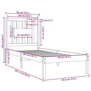 Berkfield Bed Frame Solid Wood Pine 90x200 cm