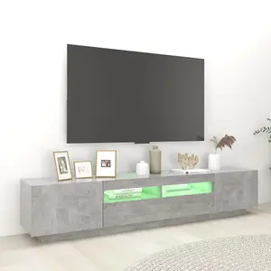 Berkfield TV Cabinet with LED Lights Concrete Grey 200x35x40 cm