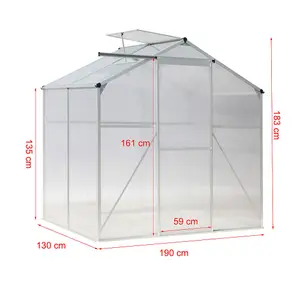 Outdoor Garden Plants Grow House with Aluminium Frame Large Walk-In Green House with Door and Window 6 x 4 ft