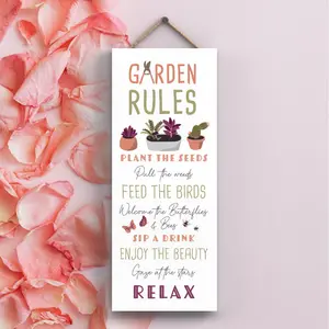 Garden Rules Signs and Plaques White