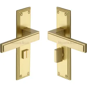 Heritage Door Handle for Bathroom Atlantis Design Satin Brass