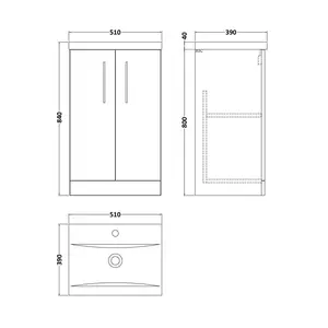 Arno 510mm Single Bathroom Vanity with Integrated Vitreous China Basin Gloss White