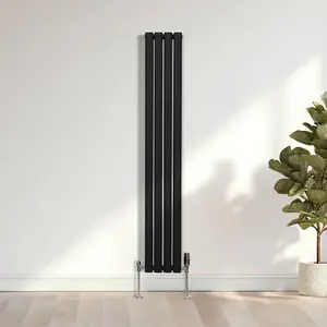 Oval Column Radiator & Valves - 1600mm x 240mm - Black