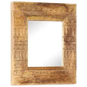 Berkfield Hand-Carved Mirror 50x50x11 cm Solid Mango Wood