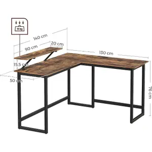 VASAGLE Computer Desk, L-Shaped Writing Workstation, Industrial Corner Desk With Monitor Stand, for Home Office Study Writing