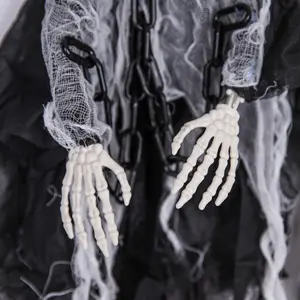 Hanging Ghost Skeleton Halloween Decor 90cm Chain Spooky Prop with Chained Arms