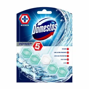 Domestos Power 5 with Bleach Toilet Rim Block 55g, Pack of 9