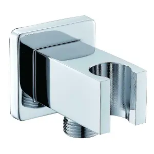 Concealed Square Shower Outlet Elbow With Handheld Shower Bracket Holder Chrome