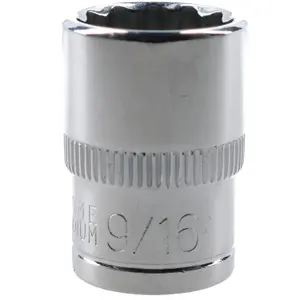 9/16" AF SAE Imperial Socket 3/8" Drive 12 Point Shallow Depth Chrome Vanadium Steel