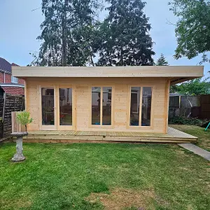 Lasita Doddington Summer House - 5.7m x 3.8m - Modern Log Cabin with Double Doors Double Glazed