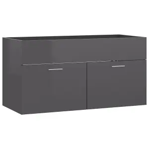 Berkfield Sink Cabinet with Built-in Basin High Gloss Grey Engineered Wood