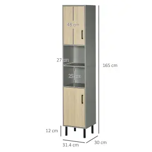 kleankin Tall Bathroom Storage Cabinet, Slim Floor Cabinet for Living Room