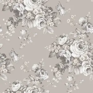 Galerie Abby Rose 4 Beige Grey Grand Floral Smooth Wallpaper