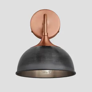 Industville Chelsea Dome Wall Light, 8 Inch, Pewter, Copper Holder