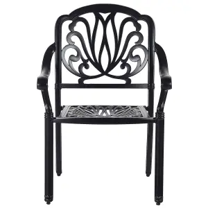 Set of 4 Garden Chairs with Cushions ANCONA Metal Black