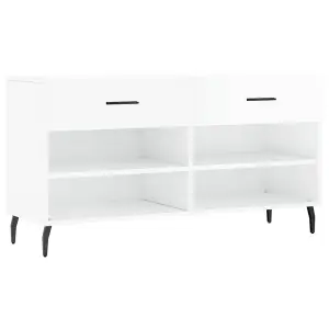 Berkfield Shoe Bench High Gloss White 102x35x55 cm Engineered Wood