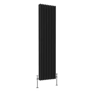 Right Radiators 1800x472 mm Vertical Traditional 3 Column Cast Iron Style Radiator Black