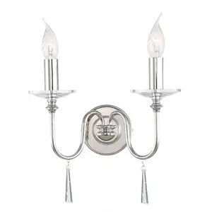 Elstead Finsbury Park 2 Light Indoor Candle Wall Light Polished Nickel, E14