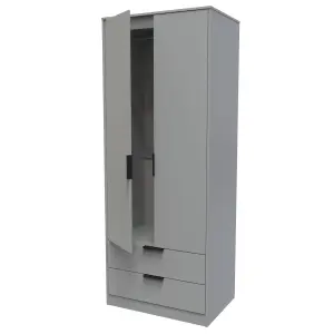 Madrid 2 Door 2 Drawer Wardrobe in Dusk Grey (Ready Assembled)