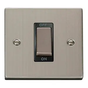 Stainless Steel 1 Gang Ingot Size 45A Switch - Black Trim - SE Home