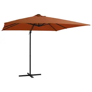 Berkfield Cantilever Umbrella with LED lights Terracotta 250x250 cm