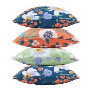 Veeva Meadow Print Set of 4 Outdoor Cushion - Collection One