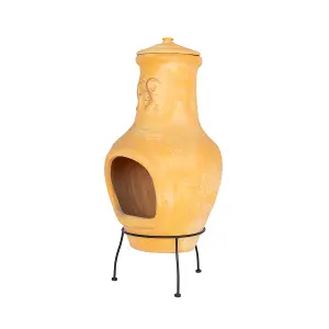 Charles Bentley Outdoor Patio Chiminea Large Terracotta Clay Heater