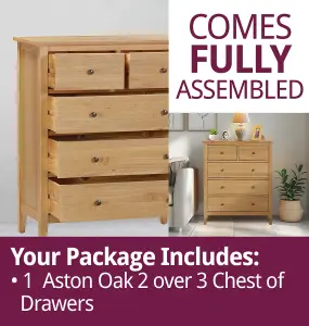 Hallowood Furniture Aston Oak 2 over 3 Chest of Drawers