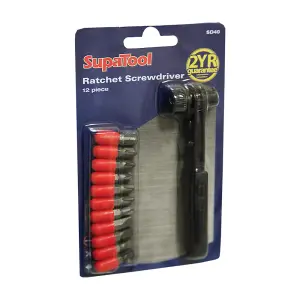 SupaTool Ratchet Screwdriver Set (Pack of 12) Black/Red (One Size)