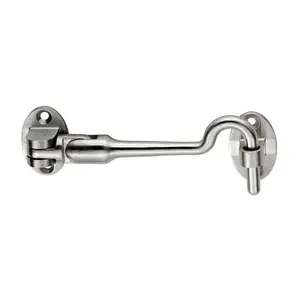 Silent Pattern Cabin Hook & Eye Satin Stainless Steel 100mm Arm Cabinet Hatch