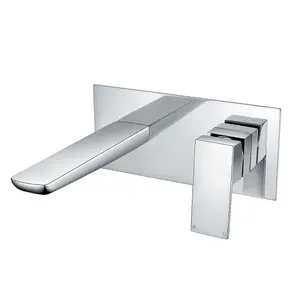 Nes Home Kenson Bathroom Wall Mounted Basin Sink Mixer Single Lever Modern Chrome Tap