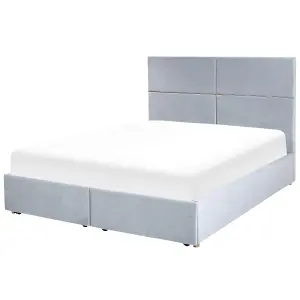 Velvet EU King Size Ottoman Bed with Drawers Light Grey VERNOYES