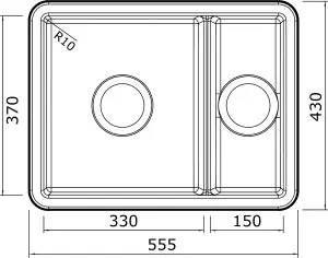 Clearwater Metro Ceramic White Kitchen Sink Single Bowl Undermount/ Inset - MET1070 + Waste Kit