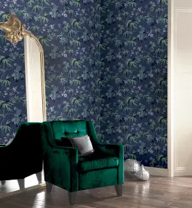 Arthouse Jasmine Garden Navy Wallpaper