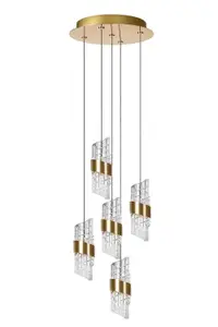 Lucide KLIGANDE - Pendant light - 30 cm - LED Dim. - 5x8W 2700K - Matt Gold / Brass