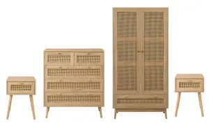 Oak Wooden 3 Piece Furniture Set Wardrobe Chest of Drawers Bedsides Birlea Croxley