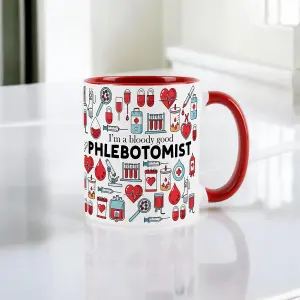 Phlebotomist Mug - Humorous Medical Themed Novelty Gifts - Tea/Coffee Hot Drinks Red Ceramic Cup Present