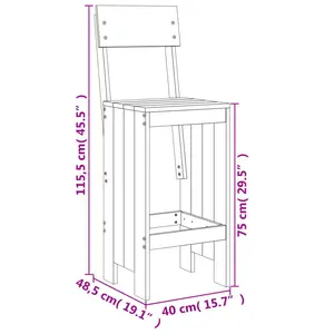 Ayron Brayden Studio Bar Set with Wood Frame and Solid Wood Outer Material White