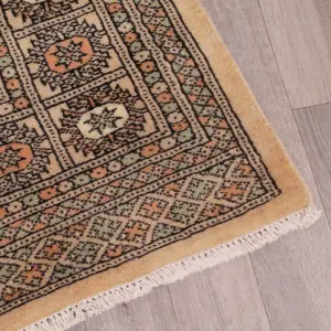 Beige Luxurious Traditional Bordered Floral Geometric Wool Handmade Rug For Living Room Bedroom & Dining Room-150cm X 240cm